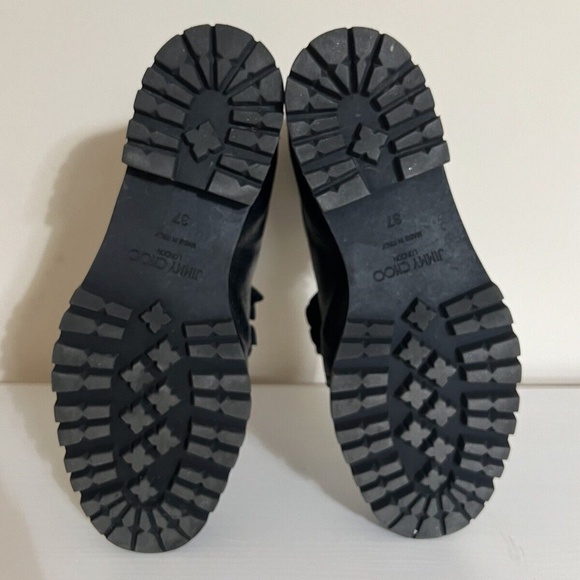 Jimmy Choo Havana Floral Combat Boots with Crystals - Black Leather Size 37 / 7 - Picture 6 of 6